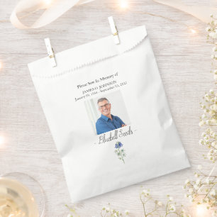 Photo Memorial Bluebell Seed Funeral Favor Bag