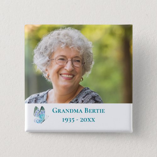 Photo Memorial Butterfly In Loving Memory Button