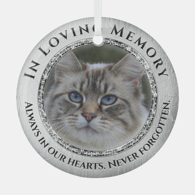 Photo Memorial Cat / Pet Glass Ornament (Front)