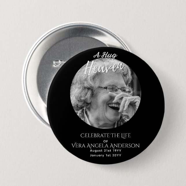 Photo Memorial Celebration of Life Funeral Gifts Button (Front & Back)