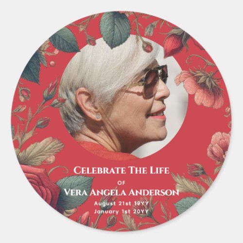Photo Memorial Celebration of Life Funeral Gifts Classic Round Sticker