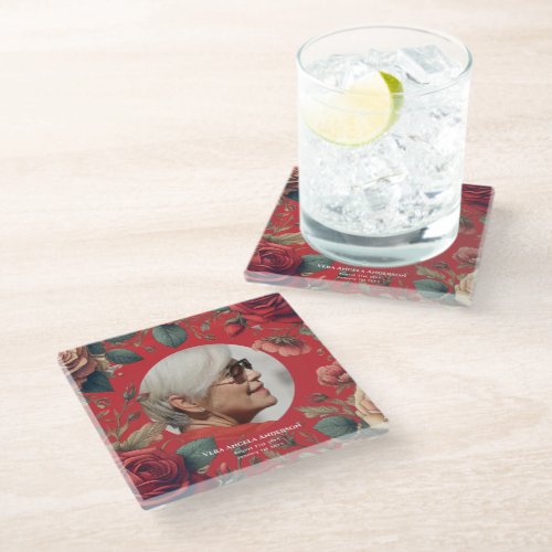 Photo Memorial Celebration of Life Funeral Gifts Glass Coaster