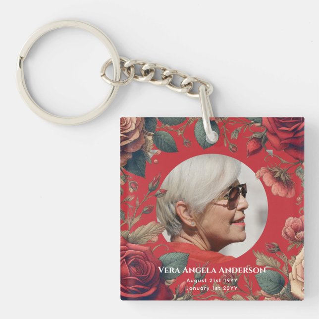 Photo Memorial Celebration of Life Funeral Gifts Keychain (Front)