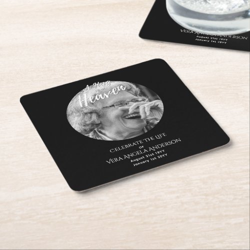 Photo Memorial Celebration of Life Funeral Gifts Square Paper Coaster