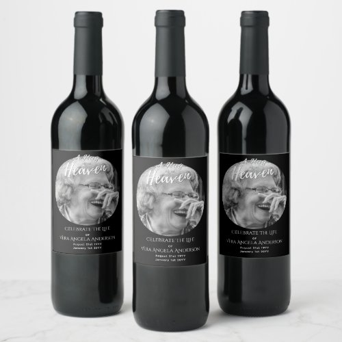 Photo Memorial Celebration of Life Funeral Gifts Wine Label