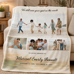 Photo Memorial Collage Family Tribute Fleece Blanket