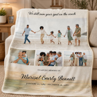 Photo Memorial Collage Family Tribute Fleece Blanket