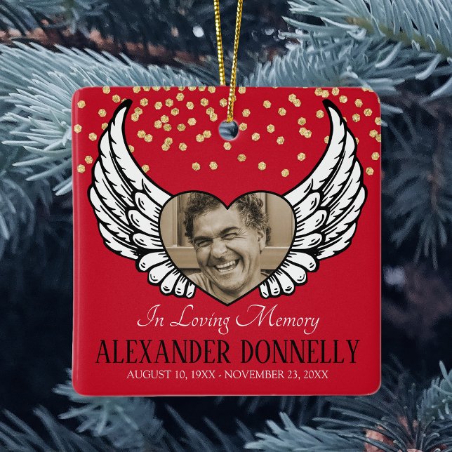 Photo Memorial Commemorative Christmas Ceramic Ornament (Creator Uploaded)