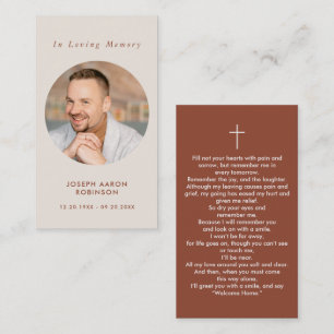 Photo Memorial Cream Beige Terracotta Prayer Card