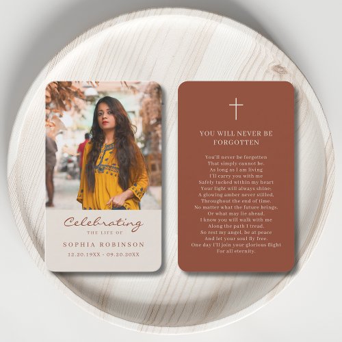 Photo Memorial Cream Terracotta Prayer Card