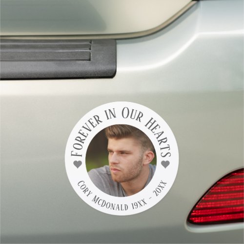 Photo Memorial Forever in Our Hearts Car Magnet