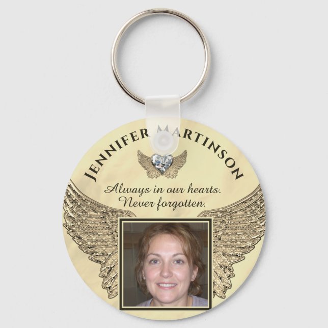 Photo Memorial Forever in Our Hearts Keychain (Front)