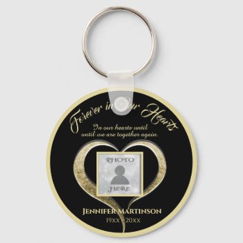 Photo Memorial Forever In Our Hearts Keychain by MemorialGiftShop at Zazzle