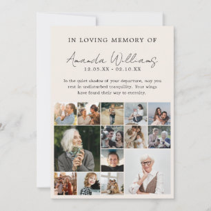 Photo Memorial Funeral - 15 Photo Collage Thank You Card