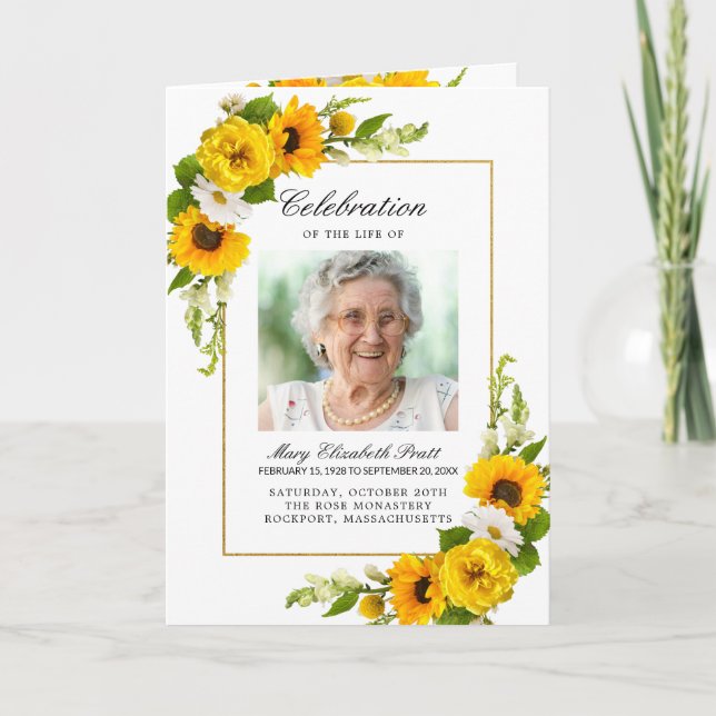 Photo Memorial Funeral Celebration of Life Program (Front)