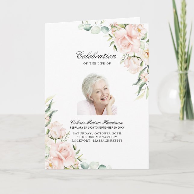 Photo Memorial Funeral Celebration of Life Program (Front)