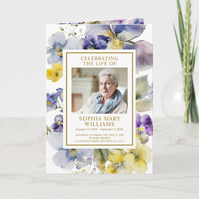 Photo Memorial Funeral Celebration of Life Program (Front)