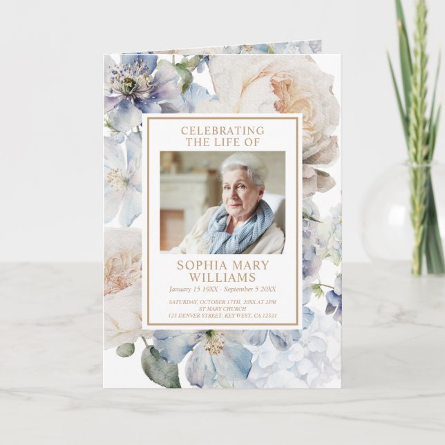 Photo Memorial Funeral Celebration of Life Program (Front)