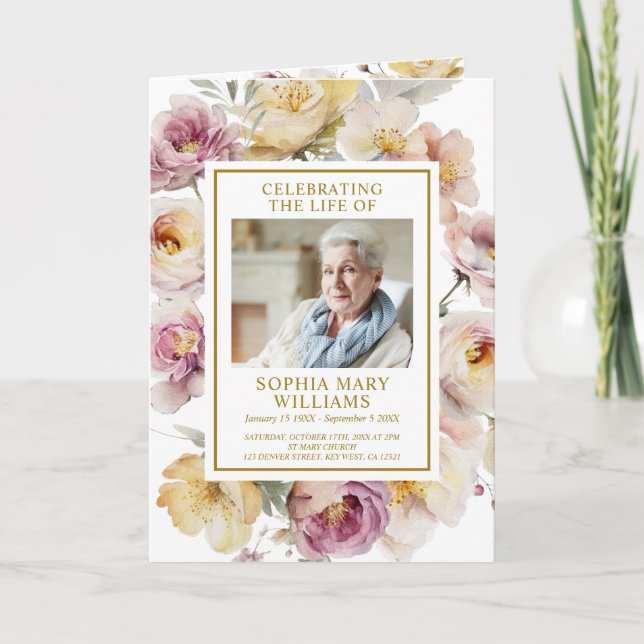 Photo Memorial Funeral Celebration of Life Program (Front)