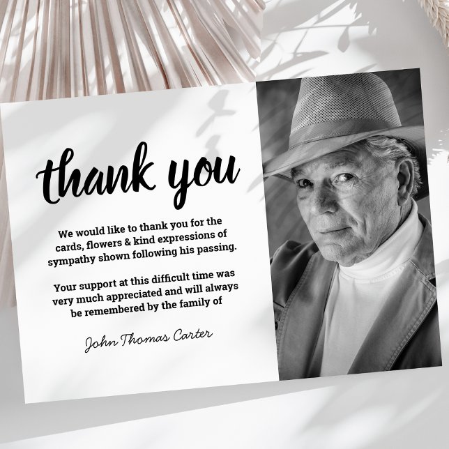 Photo Memorial Funeral Thank You Card (Creator Uploaded)