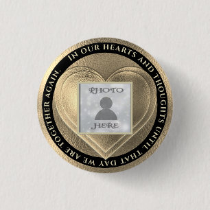 Photo Memorial Gold Heart Keychain Button
