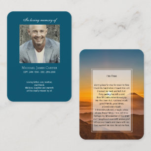 Photo memorial I'm Free prayer card
