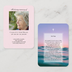 Photo memorial I'm Free prayer card