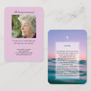 Photo memorial I'm Free prayer card