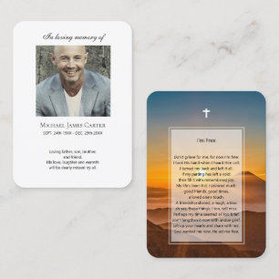 Photo memorial I'm Free prayer with cross card