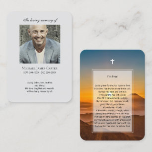 Photo memorial I'm Free prayer with cross card