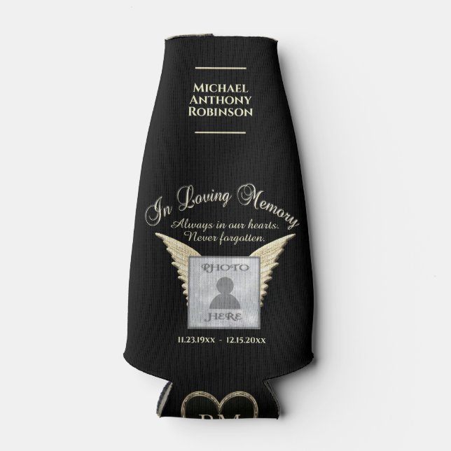 Photo Memorial in Loving Memory Bottle Cooler (Front)