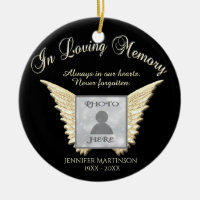 Photo Memorial in Loving Memory Ceramic Ornament