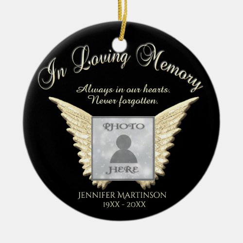 Photo Memorial in Loving Memory Ceramic Ornament