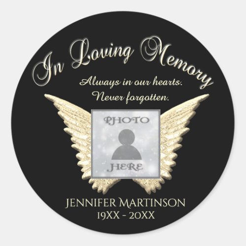 Photo Memorial in Loving Memory  Classic Round Sticker