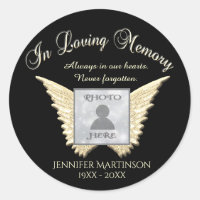 Photo Memorial in Loving Memory  Classic Round Sticker