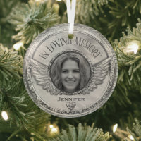 Photo Memorial in Loving Memory Glass Ornament