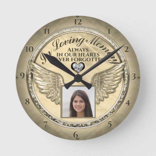 Photo Memorial in Loving Memory  Round Clock