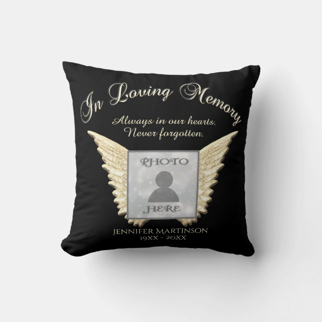 Photo Memorial in Loving Memory Throw Pillow (Front)