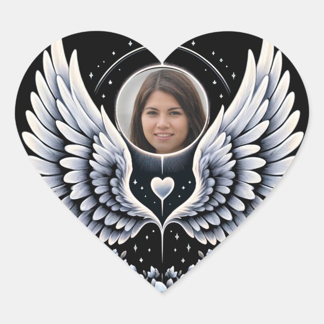 Photo Memorial Keepsake Heart Sticker (Front)