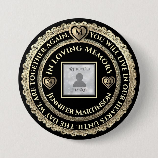 Photo Memorial Loving Memory Button (Front)