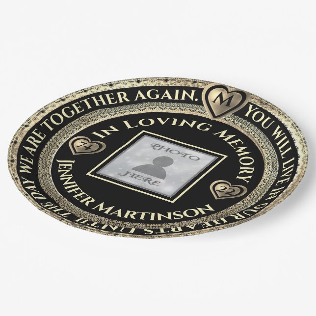 Photo Memorial Loving Memory Paper Plates (Angled)