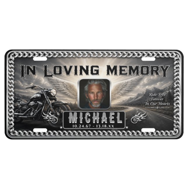 Photo Memorial Motorcycle License Plate (Front)