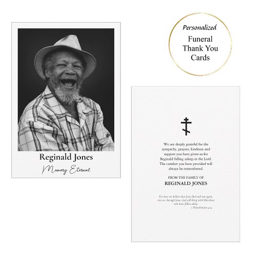 Photo Memorial Orthodox Christian Thank You Card