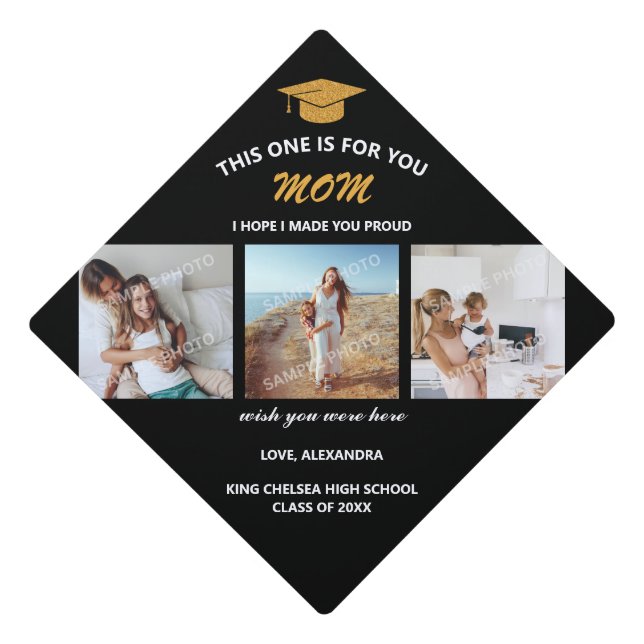 Photo Memorial Personalized Mom Collage Graduation Graduation Cap Topper (Front)