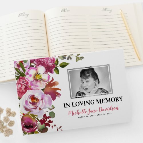 Photo Memorial Pink Floral Funeral
