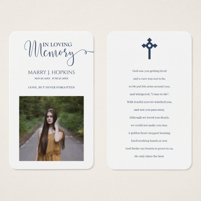 Photo Memorial Prayer Cards (Front & Back)