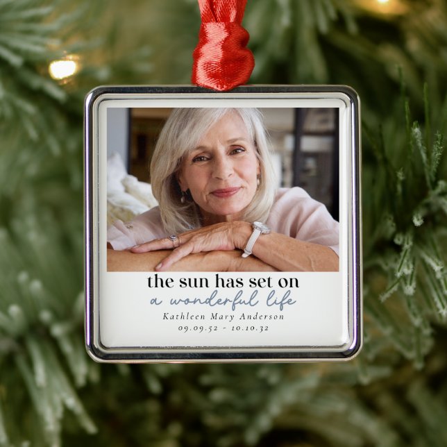 Photo Memorial Quote Metal Ornament (Tree)