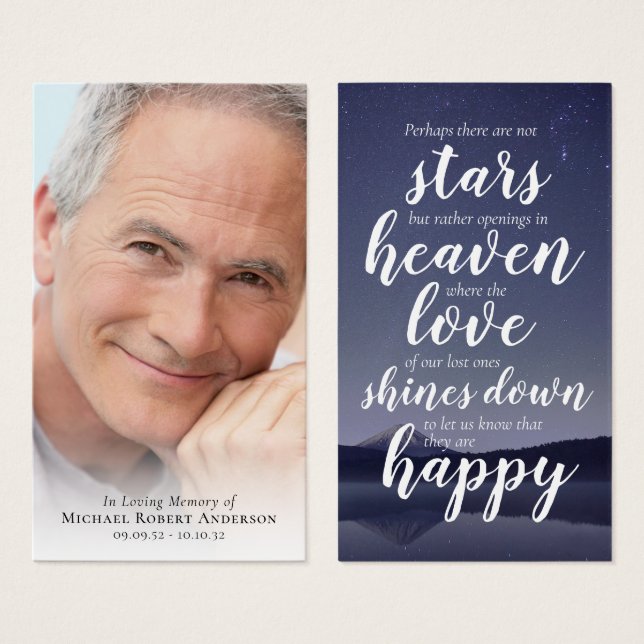 Photo Memorial Quote Prayer Card (Front & Back)