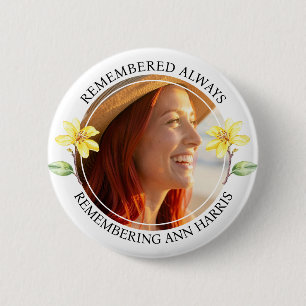Photo Memorial Remembrance Yellow Flower Button