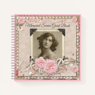 Photo Memorial Service Roses Angel Gems Guest Book